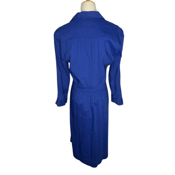 Eileen Fisher Long Sleeve Blue Dress Size Medium Linen Blend Button Down - Picture 8 of 10